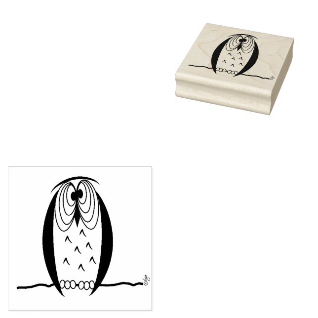 Carimbo De Borracha Caricatura Kooky Owl Square Wooden Rubber Art Stam (Carimbado)
