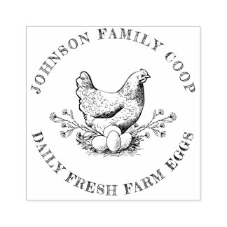 Carimbo De Borracha Cartão De Ovo De Frango, Retirado À Mão, Cute Vint