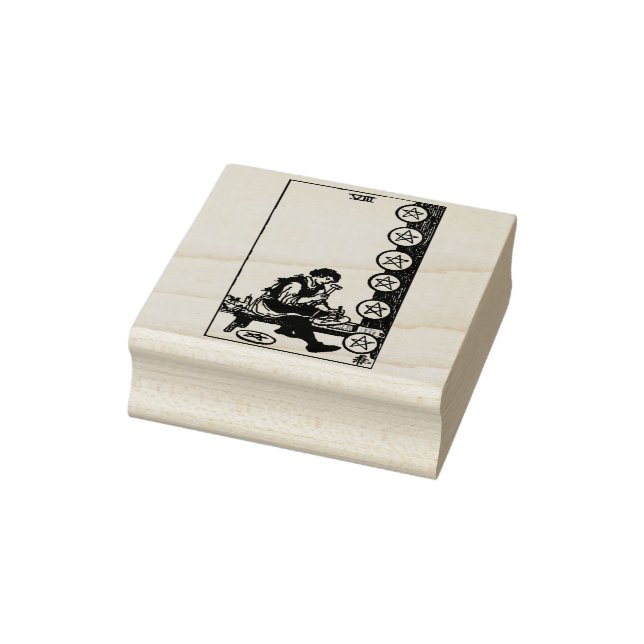Carimbo De Borracha Cartão Tarot: Oito Moedas: 8 de Pentáculos (Carimbo)