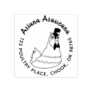Carimbo De Borracha Cartaz de Endereço de Retorno Funny Chicken Stamp
