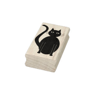 Carimbo De Borracha cartoon de gato - silhueta de arte