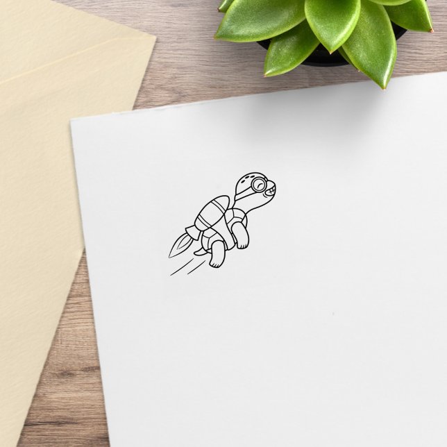 Carimbo De Borracha Cartoon Encantado Jetpack Turtle 2 (Criador carregado)