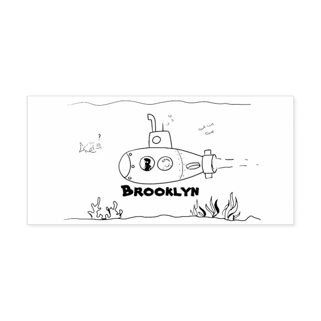 Carimbo De Borracha Cartoon submarino feliz (Impressão)