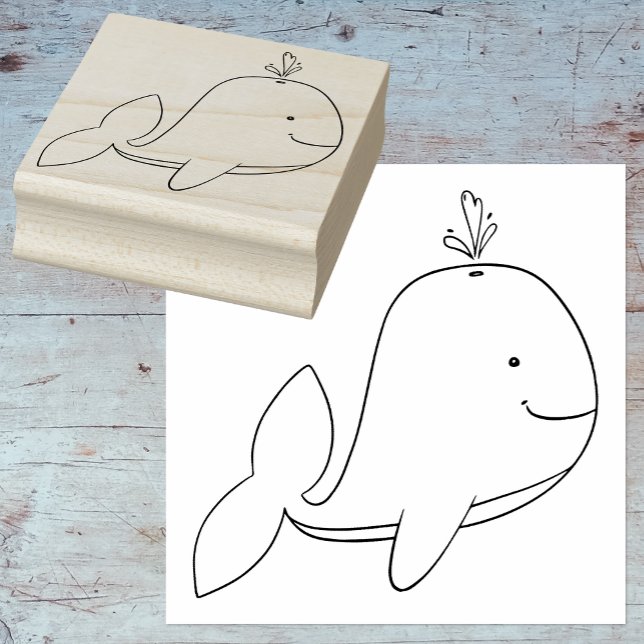 Carimbo De Borracha Cartoon Whimsic Whale Outline Rubber Art Stamp (Get Crafty and Make a Splash with a Cute Whale Cartoon Rubber Art Stamp! 🐋🎨)