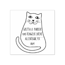 Carimbo De Borracha Cartoon Whimsso Endereço de Devolução de Gato Cari