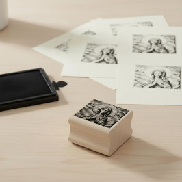 Carimbo De Borracha Carved Devotion  Wooden Mary