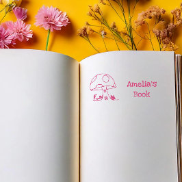Carimbo De Borracha Casa de Cogumelo de Conto de Fadas Este Livro Pert