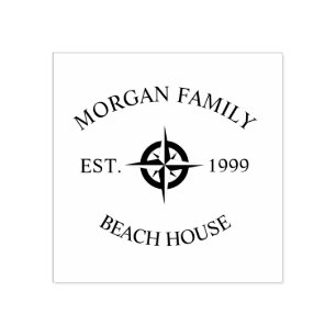 Carimbo De Borracha Casa de praia de bússola náutica