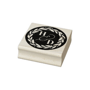Carimbo De Borracha Casais Ampersand Inicials Wreath Wedding