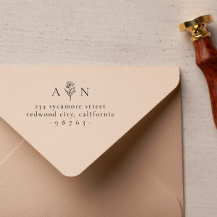 Carimbo De Borracha Casais minimalistas Iniciais Endereço de Retorno F