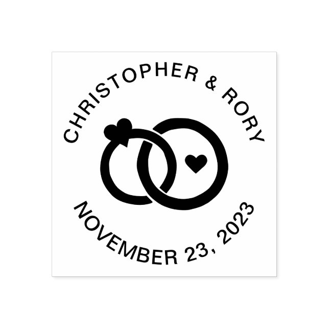Carimbo De Borracha Casal Personalizado Simples dos Anéis de Casamento (Impressão)