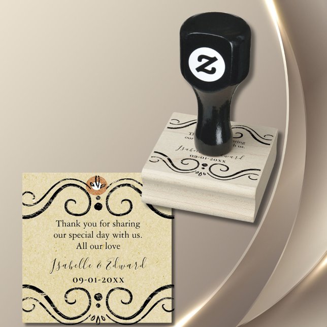 Carimbo De Borracha Casal Pessoal De Casamento Obrigado Mensagem (Criador carregado)