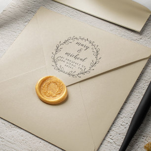 Carimbo De Borracha Casal Wedding Return Address Elegante Minimalista