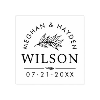 Carimbo De Borracha Casamento Botânico Moderno | Guardar Personalizado