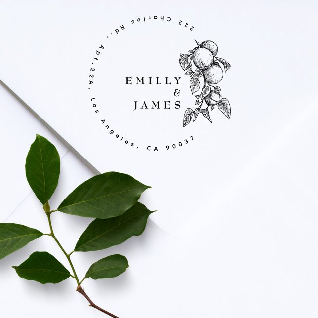 Carimbo De Borracha Casamento de Casais de Laranjas Botânicas Clássica (Criador carregado)