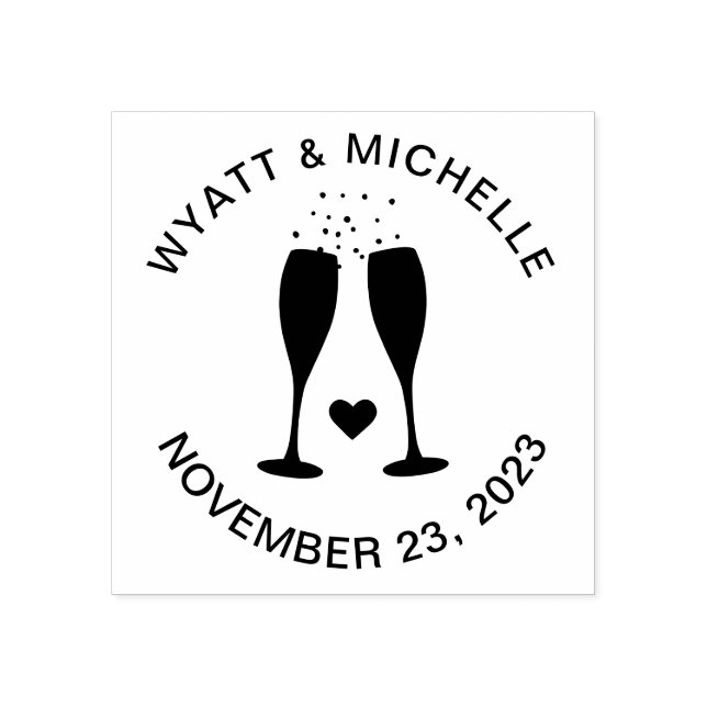 Carimbo De Borracha Casamento de Celebração de Champanhe / Personaliza (Impressão)