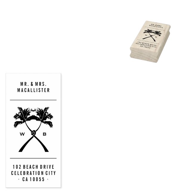 Carimbo De Borracha Casamento de Destino Tropical de Palmeiras (Carimbado)