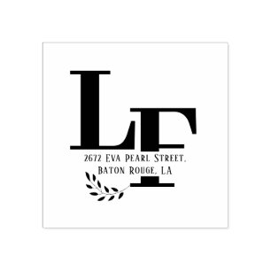 Carimbo De Borracha Casamento de Folhas Iniciais do Big Name