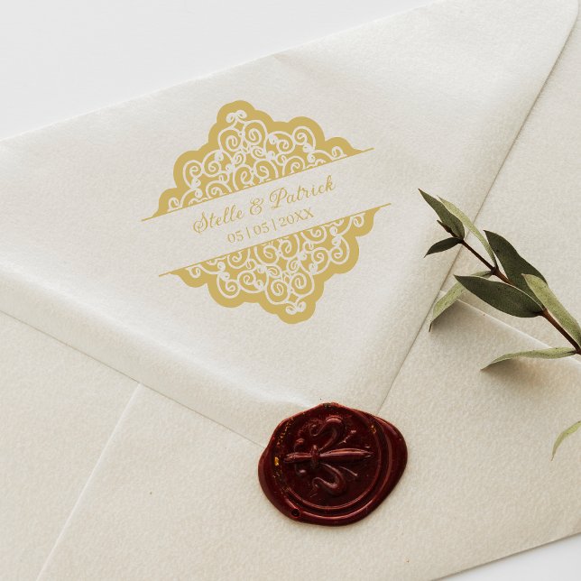 Carimbo De Borracha Casamento de Forma Ornamental rico Clássica em Dia (Criador carregado)