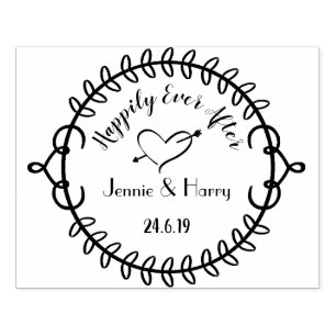 Carimbo De Borracha Casamento de Wreath Arredondado Personalizado