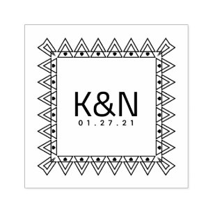 Carimbo De Borracha Casamento do logotipo inicial do mini coração quad