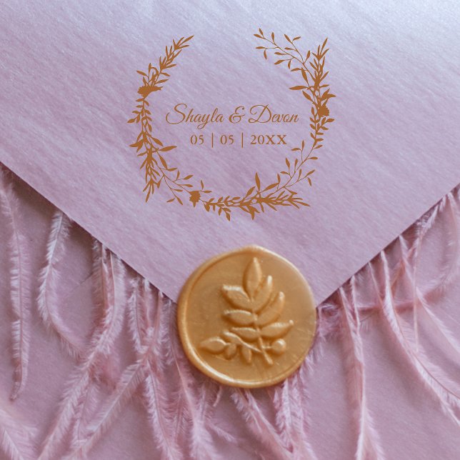 Carimbo De Borracha Casamento Elegante Garland Wildflower & Branches (Criador carregado)