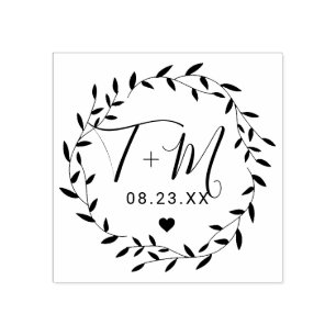 Carimbo De Borracha Casamento Floral Elegante