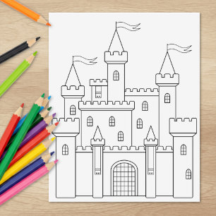 Carimbo De Borracha Castelo Medieval de Conto de Fadas para Colorir Li