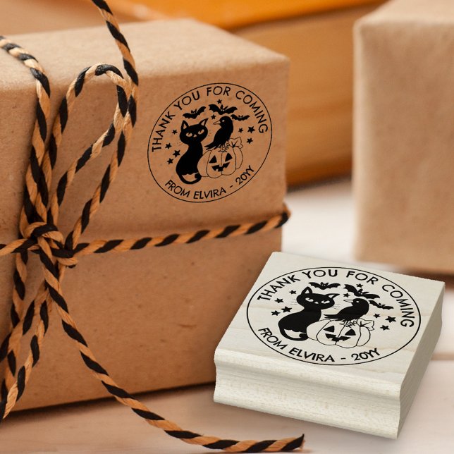 Carimbo De Borracha Cat Raven Pumpkin Feliz Dia das Bruxas (Criador carregado)