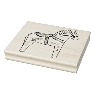 Carimbo De Borracha Cavalo folk de Dala, esboço negro