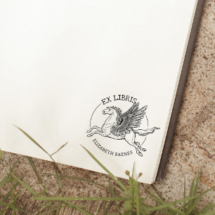 Carimbo De Borracha Cavalo Pegasus Fantasia Ex Libris Livro