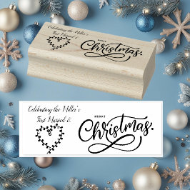 Carimbo De Borracha Celebrando Nosso Primeiro Natal Casado E Feliz