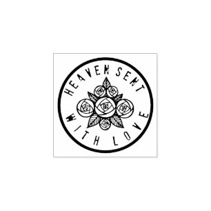 CARIMBO DE BORRACHA CÉU ENVIADO COM ROSAS DO AMOR