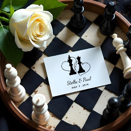 Carimbo De Borracha Chess King and Queen Pieces Wedding Design