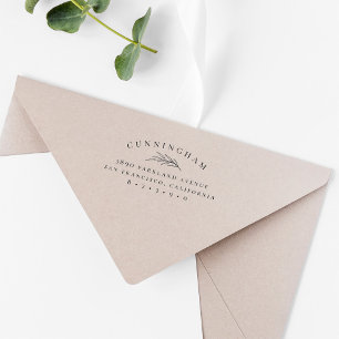 Carimbo De Borracha Chic Botanical Branch Family Name Return Address