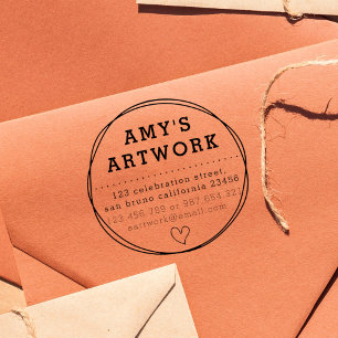 Carimbo De Borracha Chic Heart Nome e endereço de devolução da empre