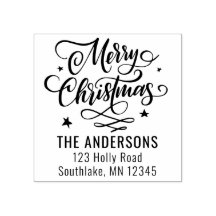 Chic Merry Christmas Script Holiday Endereço de De