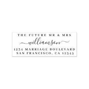 Carimbo De Borracha Chic Script Future Sr. Dr. Wedding Return Endereço