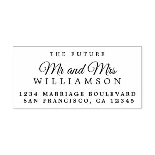 Carimbo De Borracha Chic Script Future Sr. Dr. Wedding Return Endereço