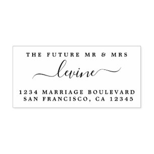 Carimbo De Borracha Chic Script Future Sr. Dr. Wedding Return Endereço