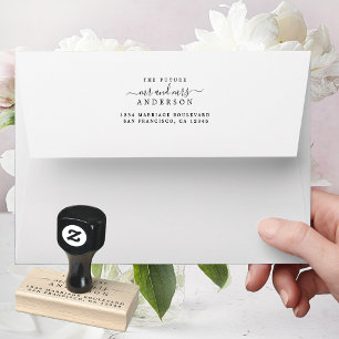 Carimbo De Borracha Chic Script Future Sr. Dr. Wedding Return Endereço