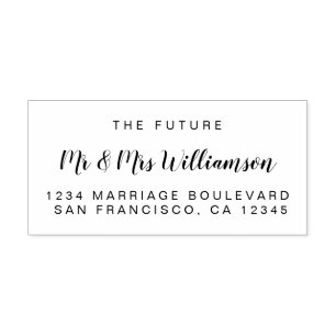 Carimbo De Borracha Chic Script Future Sr. Dr. Wedding Return Endereço