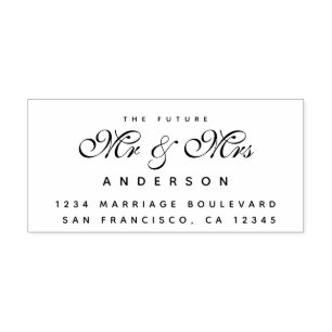 Carimbo De Borracha Chic Script Future Sr. Dr. Wedding Return Endereço