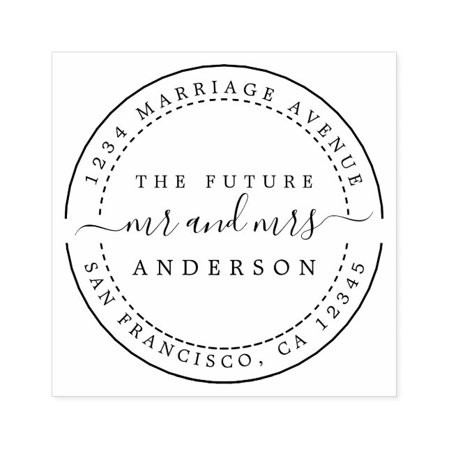 Carimbo De Borracha Chic Script Future Sr. Redondo Endereço da Sra. Re (Impressão)