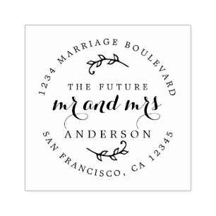 Carimbo De Borracha Chic Script Future Sr. Redondo Endereço da Sra. Re