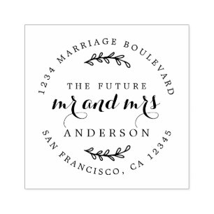 Carimbo De Borracha Chic Script Future Sr. Redondo Endereço da Sra. Re