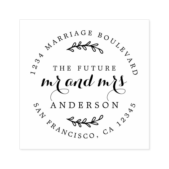 Carimbo De Borracha Chic Script Future Sr. Redondo Endereço da Sra. Re (Impressão)