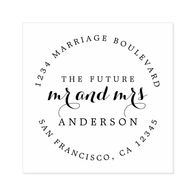 Carimbo De Borracha Chic Script Future Sr. Redondo Endereço da Sra. Re (Impressão)