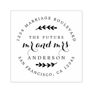 Carimbo De Borracha Chic Script Future Sr. Redondo Endereço da Sra. Re