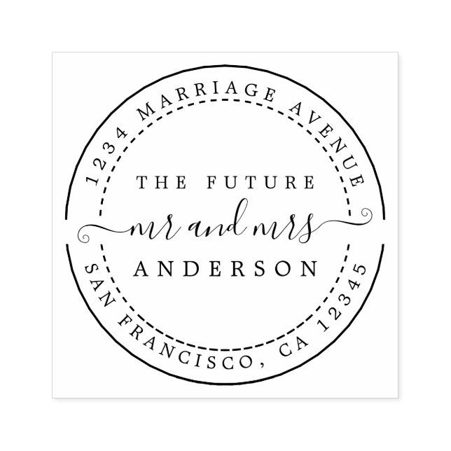 Carimbo De Borracha Chic Script Future Sr. Redondo Endereço da Sra. Re (Impressão)